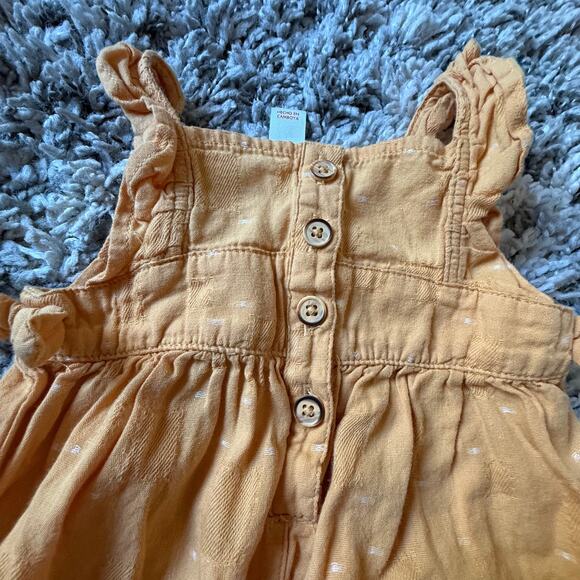 Cat & Jack Baby Girl 0-3 Months Mustard Yellow Romper Jumpsuit Outfit Cotton - Picture 3 of 8